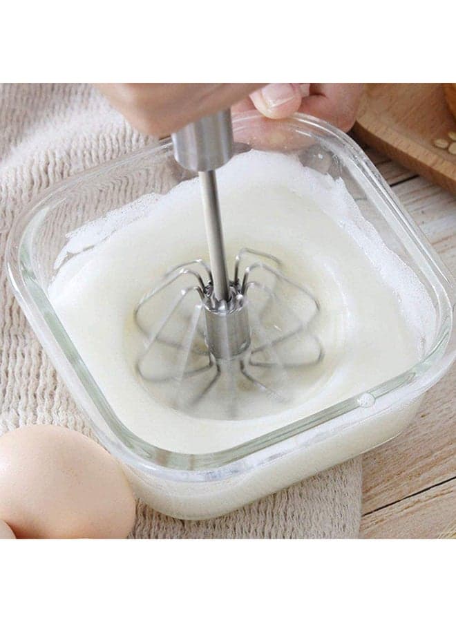 Stainless Steel Hand Pressure Rotating Whisk Silver 10inch (٣)