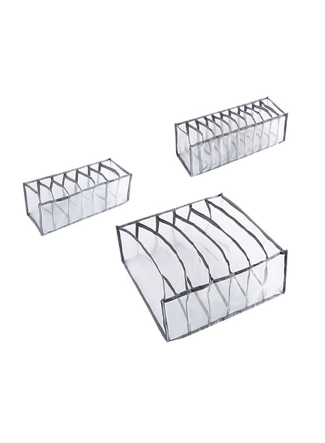 3-Piece Undergarment Organizer Storage Set Grey Clothing & Closet Storage