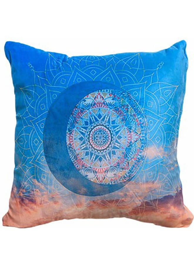 Crescent Velvet Decorative Cushion Cover Blue/Multicolour 45x45cm Decorative Pillows