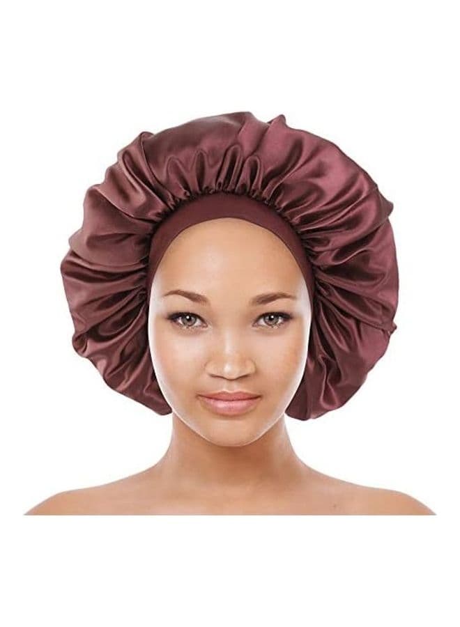 Satin Bonnet Silk Curly Natural Long Hair Sleep Cap Women Maroon 38inch Bathing Accessories