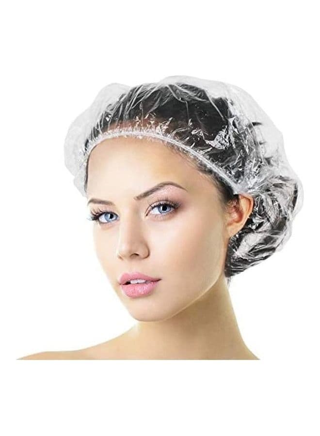 50 Pieces Large Waterproof Plastic Elastic Hair Bath Caps Clear 38inch Bathing Accessories