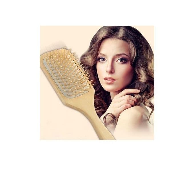 Ergonomic Handle Anti-Static Wooden Hair Brush Beige 26 x 9 x 3cm Hair Straightening Brushes (٣)