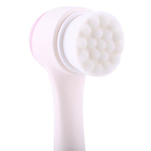Double Sided Plastic Smoothing Facial Cleansing Brush Light Pink/White Face Brushes & Sponges (٤)