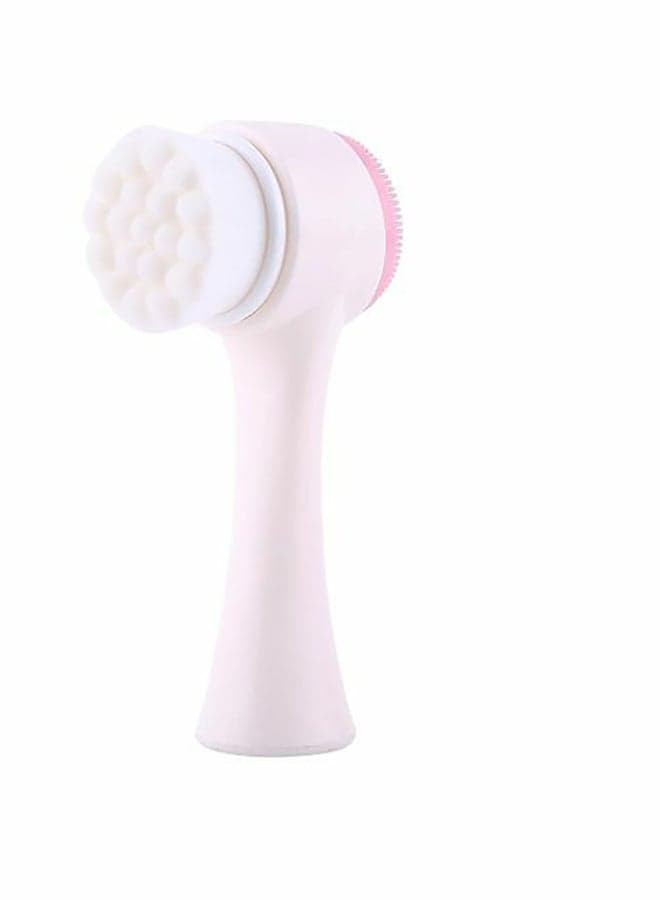 Double Sided Plastic Smoothing Facial Cleansing Brush Light Pink/White Face Brushes & Sponges