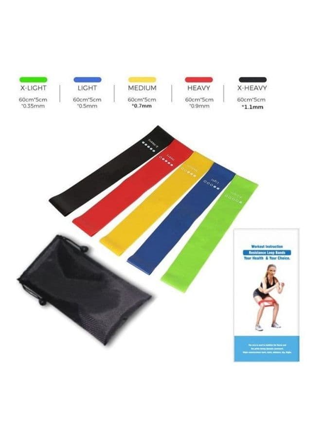 5-Piece Resistance Band Set With Carrying Case Yoga Belts (٣)