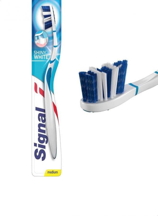 Signal Toothbrush Shiny White Medium Blue/White Manual Toothbrushes