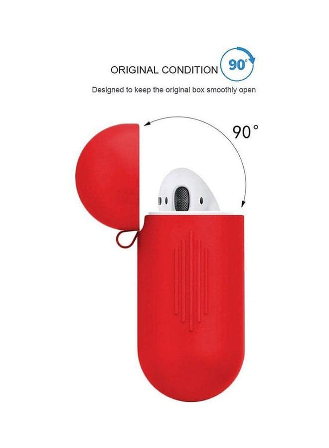 Ultra-Thin Protective Silicone AirPod Case Cover For Apple AirPods Red (٣)