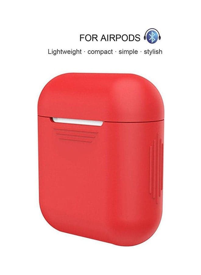 Ultra-Thin Protective Silicone AirPod Case Cover For Apple AirPods Red (٤)