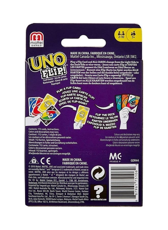 UNO Flip Cards 11.6 x 9 x 1.9cm Basic & Life Skills Toys (٦)