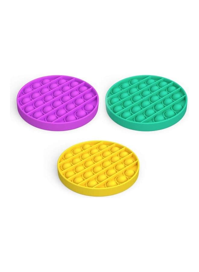 3-Piece Silicone Push Pop Bubble Sensory Squeeze Fidget Stress Relieve Squishy Toy 12.5x1.5x12.5cm