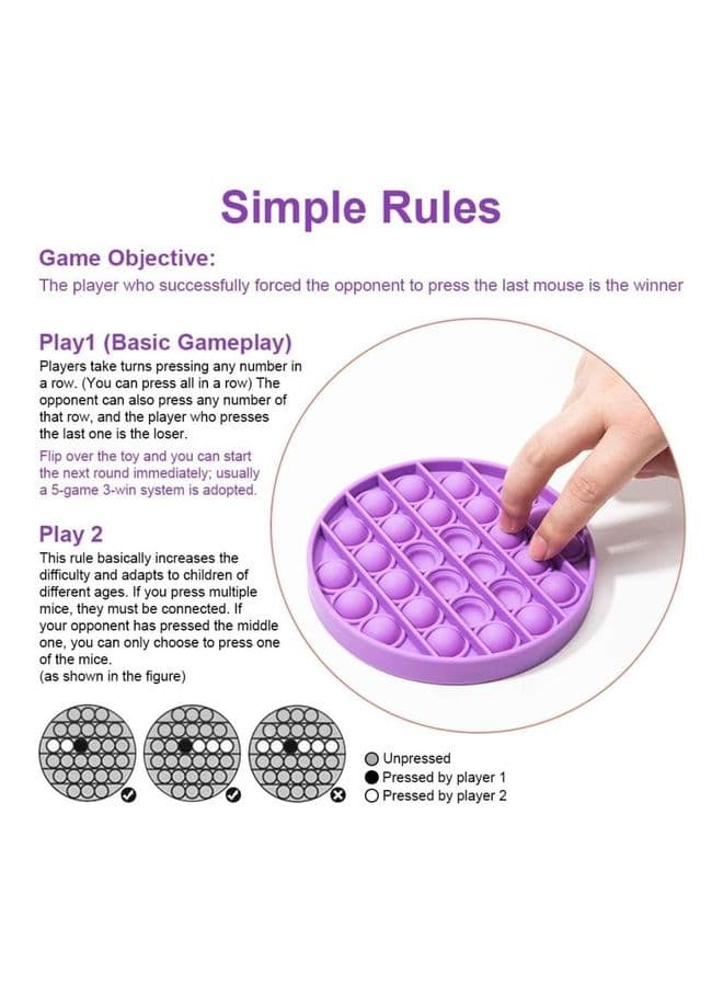 3-Piece Silicone Push Pop Bubble Sensory Squeeze Fidget Stress Relieve Squishy Toy 12.5x1.5x12.5cm (٥)