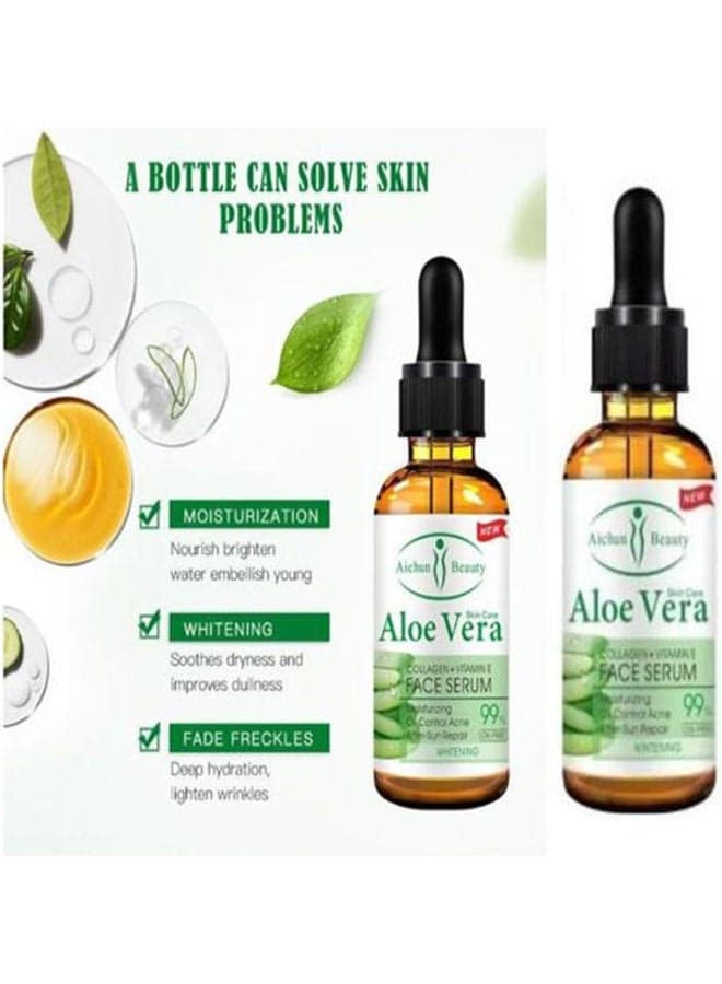 Aloe Vera Serum 99% Vitamin E Collagen Face Serum - 2pcs 30ml