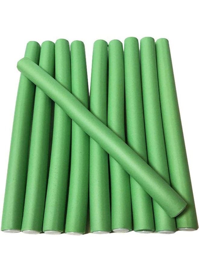 10-Piece Hair Curlers Roll Stick Set Green 80grams Hair Rollers