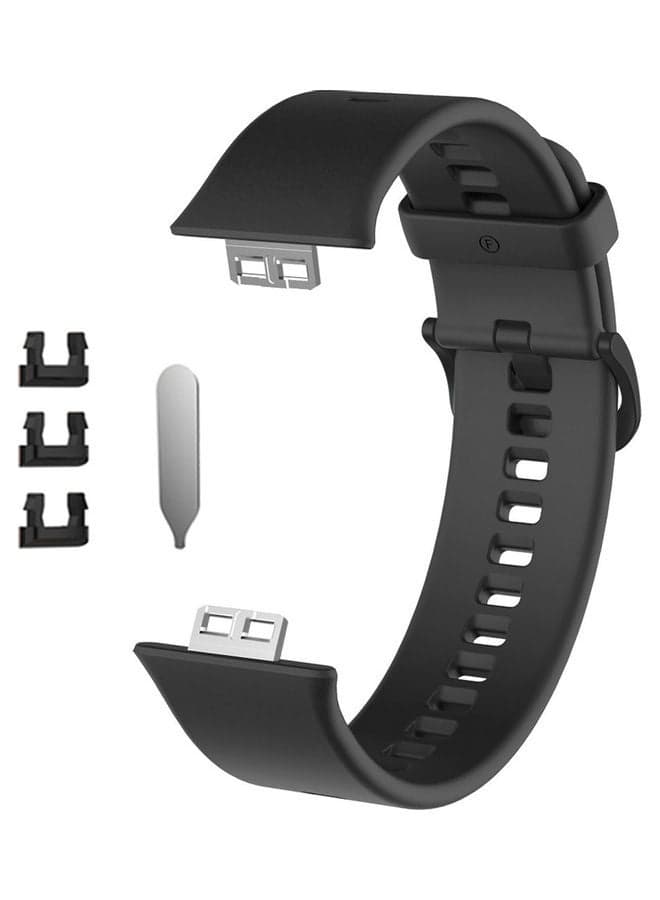 Replacement Silicone Band For Huawei Watch Fit Black Smartwatch Bands
