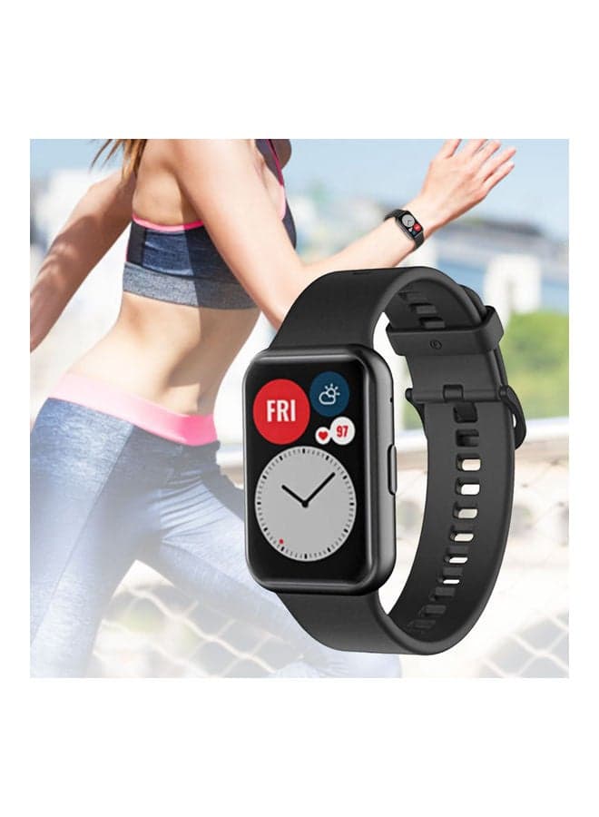 Replacement Silicone Band For Huawei Watch Fit Black Smartwatch Bands (٣)