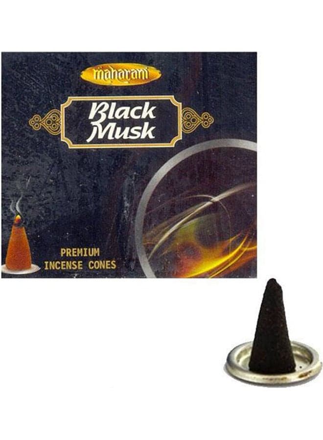 Premium Incense Cones - Black Musk - 20 Cones With And A Metal Plate Black Incense Holders