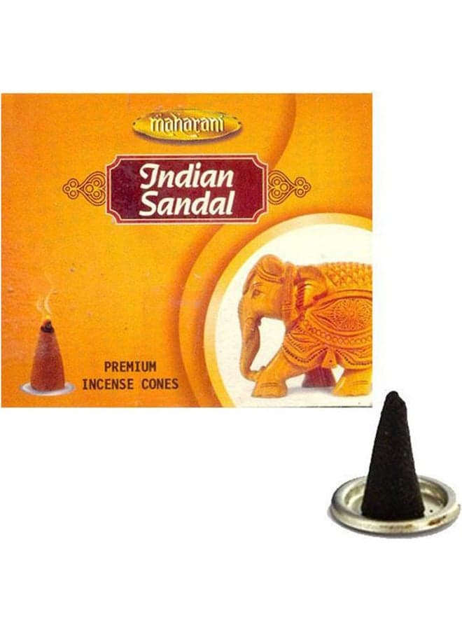 Premium Incense Cones - Indian Sandalwood - 20 Cups And A Metal Plate multicolour Incense Holders