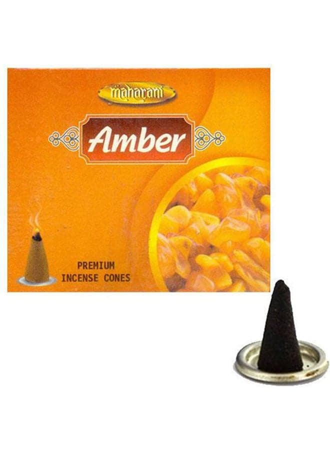 Premium Incense Cones - Amber - 20 Cones With And A Metal Plate Orangr Incense Holders