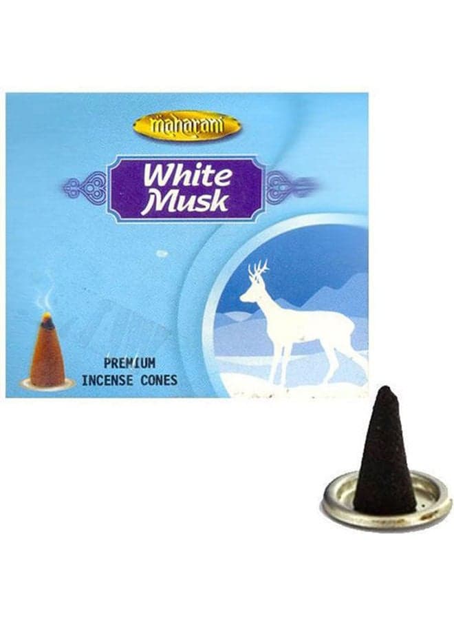 Premium Incense Cones - White Musk - 20 Cones With And A Metal Plate multicolour Incense Holders