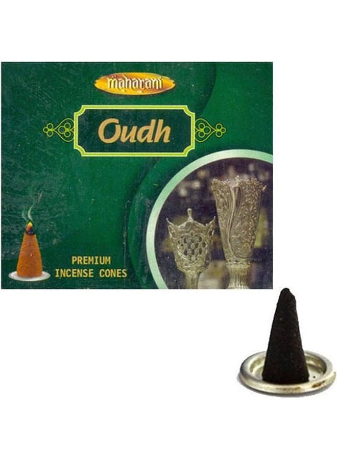 Premium Incense Cones - Oud - 20 Cups And A Metal Plate multicolour Incense Holders