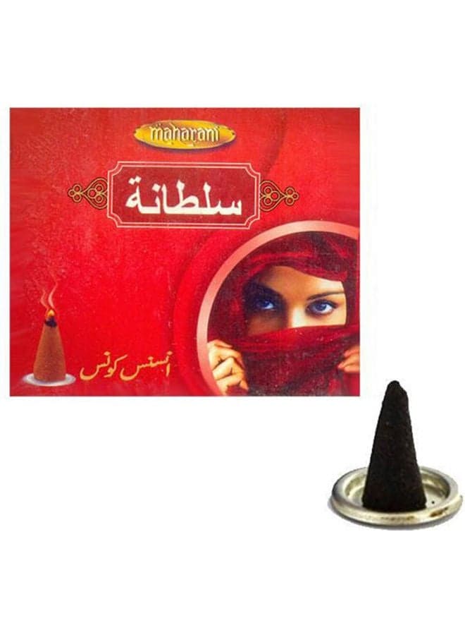 Premium Incense Cones - Sultana - 20 Cups And A Metal Plate Red Incense Holders