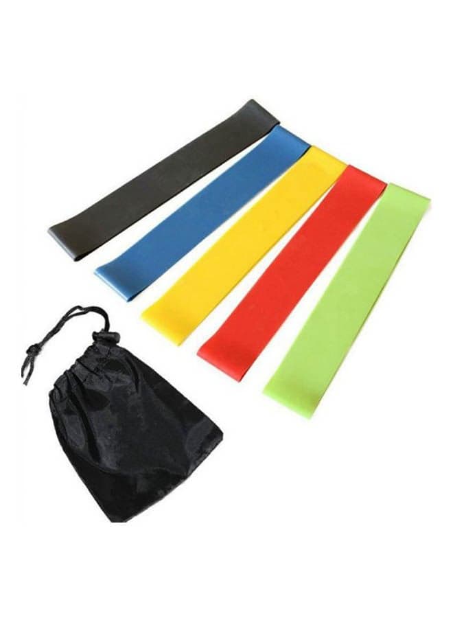 Set of 5 Loops Exercise Resistance Bands for Home Workout Pilates Yoga Rehab Physical Therapy with Carry Bag Fitness & Strength Training