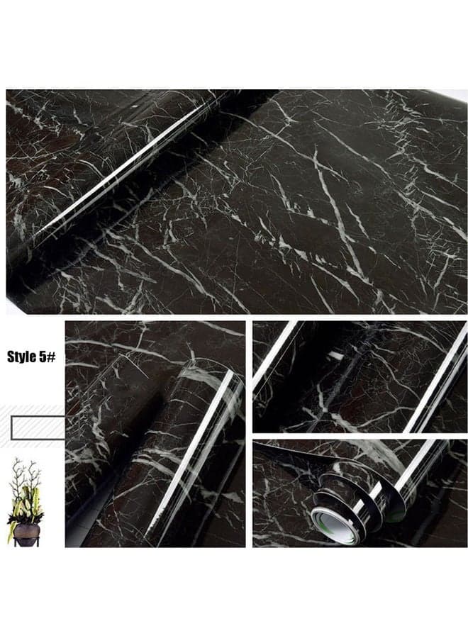 Marble Pattern Water-resistant Wall Sticker Black Wallpaper (٣)