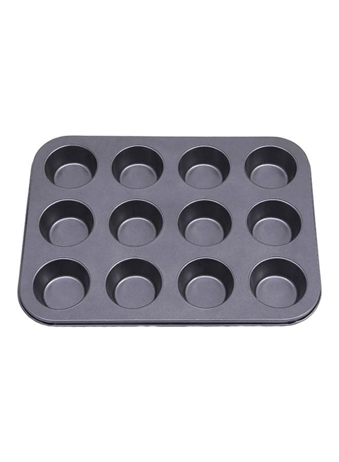 12-Cavity Muffin Cupcake Mold Black 26.5x18.5cm Moulds