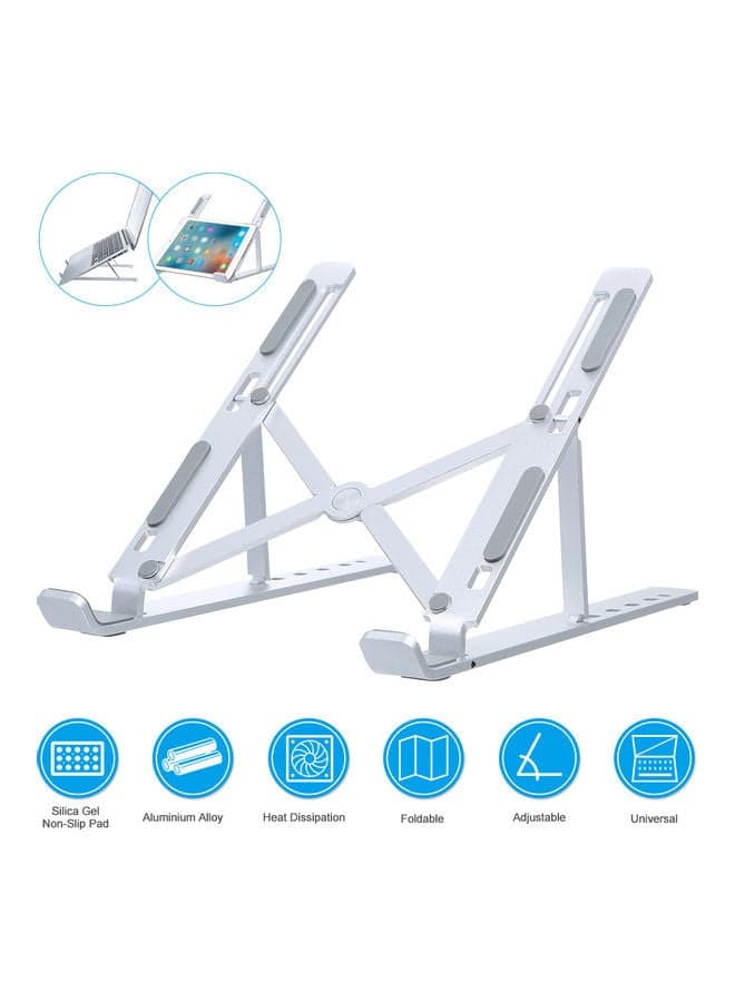 Heightening Aluminum Alloy Foldable Laptop Stand 26 x 2 x 6cm Silver Computer Components