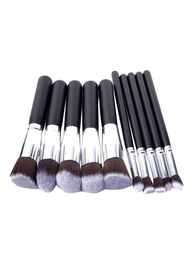 10-Piece Makeup Brush Set Black/Silver