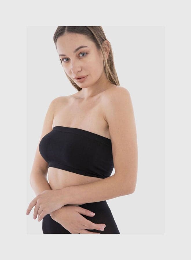 Casual Plain Basic Bra Microfibre For Women Black