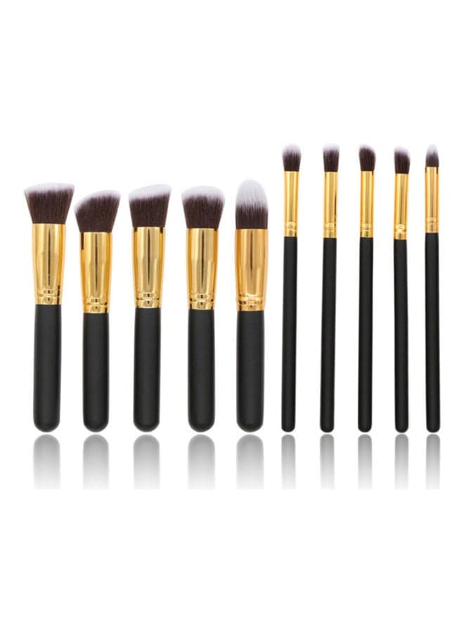 10-Piece Makeup Brush Set Black/Gold