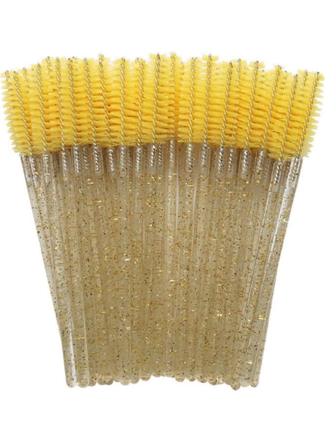 50-Piece Disposable Eyelash Mascara Brush Set Yellow