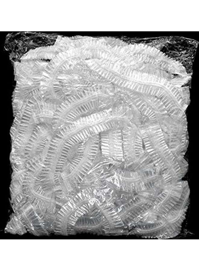 100-Piece Disposable Shower Cap Set Clear/White 50cm Bathing Accessories