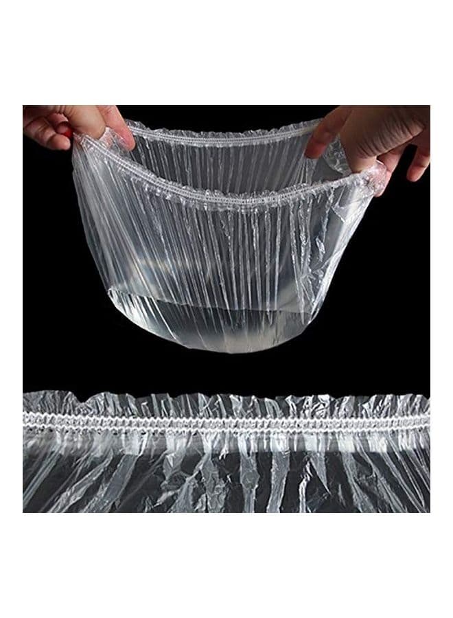 100-Piece Disposable Shower Cap Set Clear/White 50cm Bathing Accessories (٤)