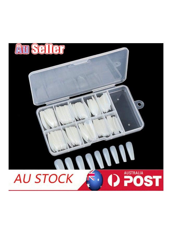 100-Piece Long Fake Nail Tips White Press On False Nails (4)