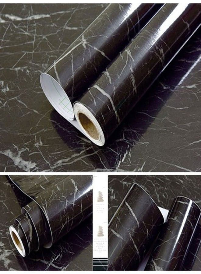 Marbled Design Waterproof Self-Adhesive Wall Sticker Black One Size
