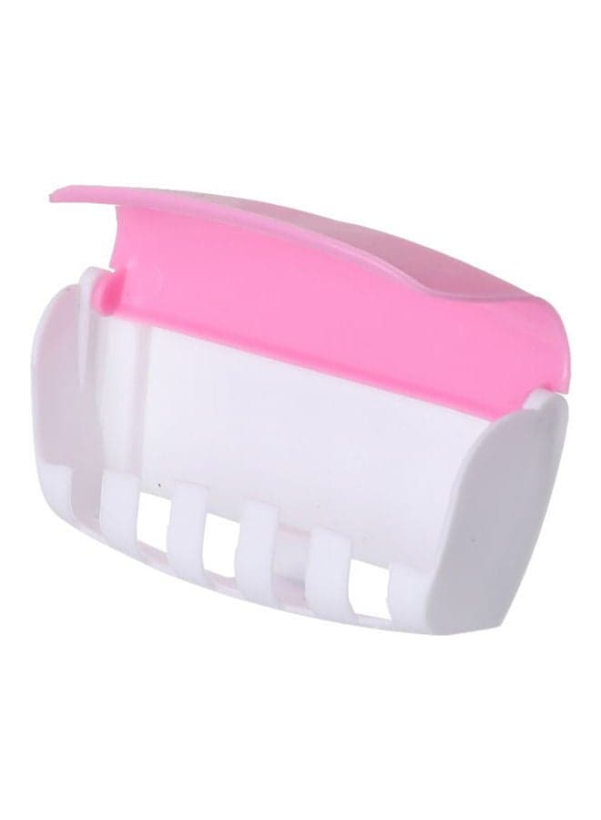 Toothpaste Dispenser With Holder For Five Toothbrushes Pink/White Bathroom Dispensers