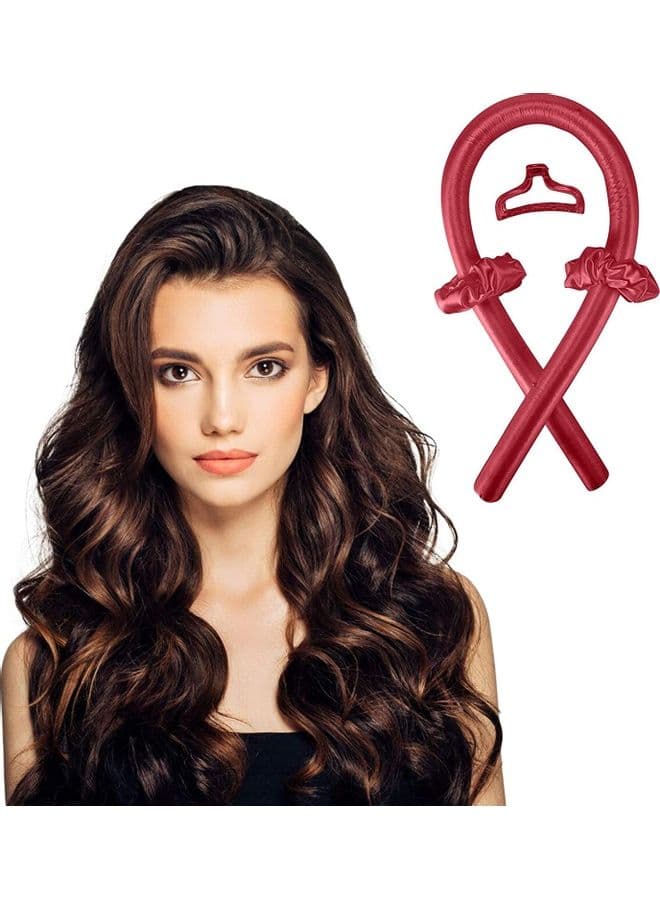 Sponge Heatless Curl Hair Ribbon Set Red