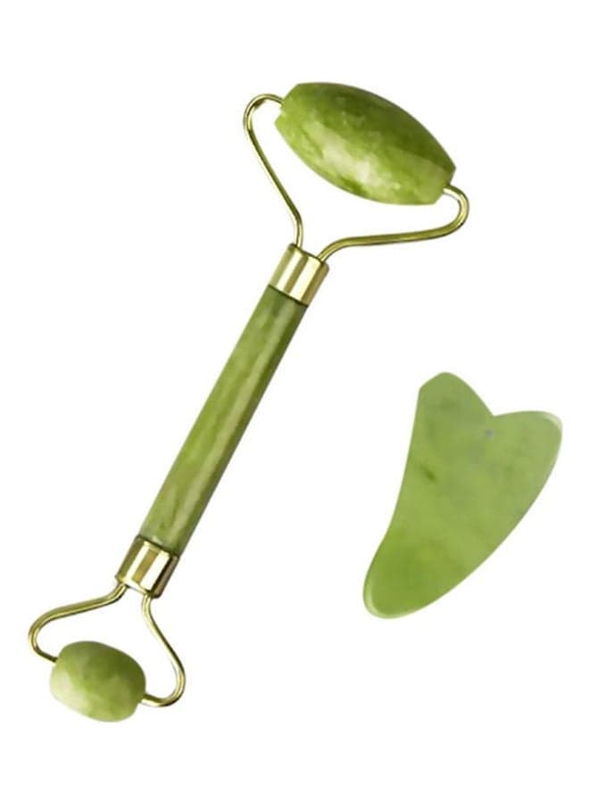 Jade Facial Massager with Gua Sha Therapy Green