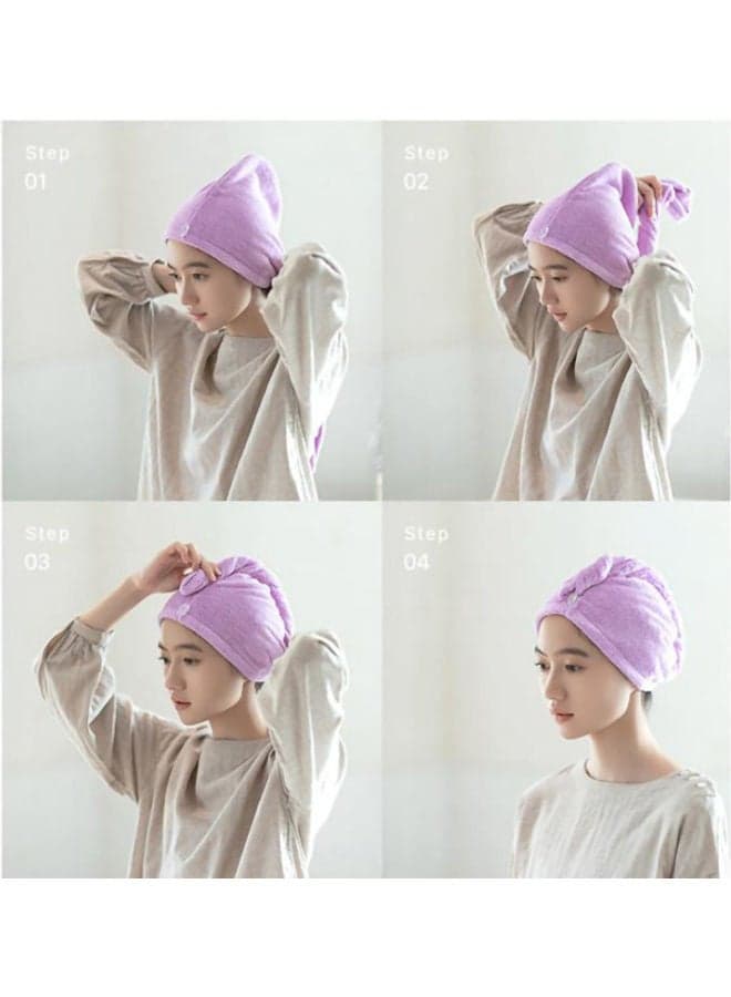 Pack Of 3 Microfiber Hair Towel Wrap Multicolour 65x24cm (٣)