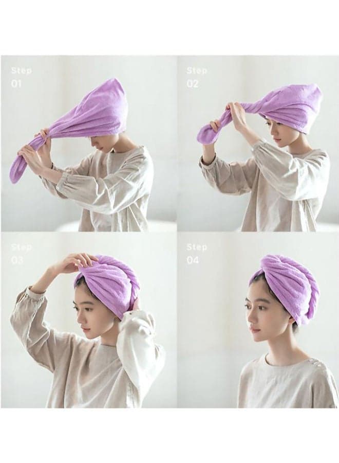 Pack Of 3 Microfiber Hair Towel Wrap Multicolour 65x24cm (٤)