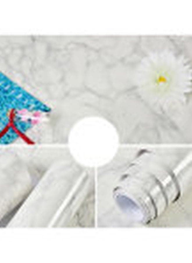Water-Resistant Moistureproof Removable Self Adhesive Wallpaper Grey/white (٣)