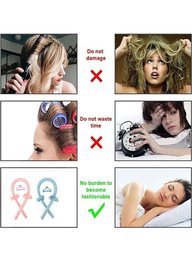 Headband Hair Curlers Hair Styling Tools Blue Styling Accessories (٤)