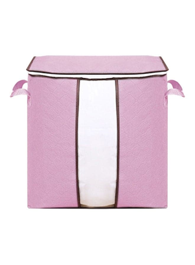 Non Woven Fabric Folding Stackable Blanket Storage Bag Pink/Clear Closet Systems