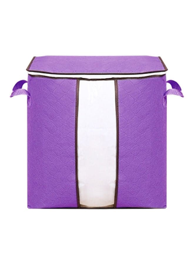 Non Woven Fabric Folding Stackable Blanket Storage Bag Purple/Clear Closet Systems