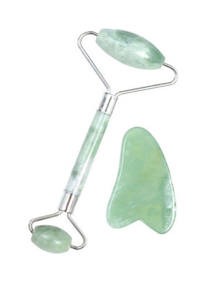 Jade Facial Skin Massager Roller Set Green