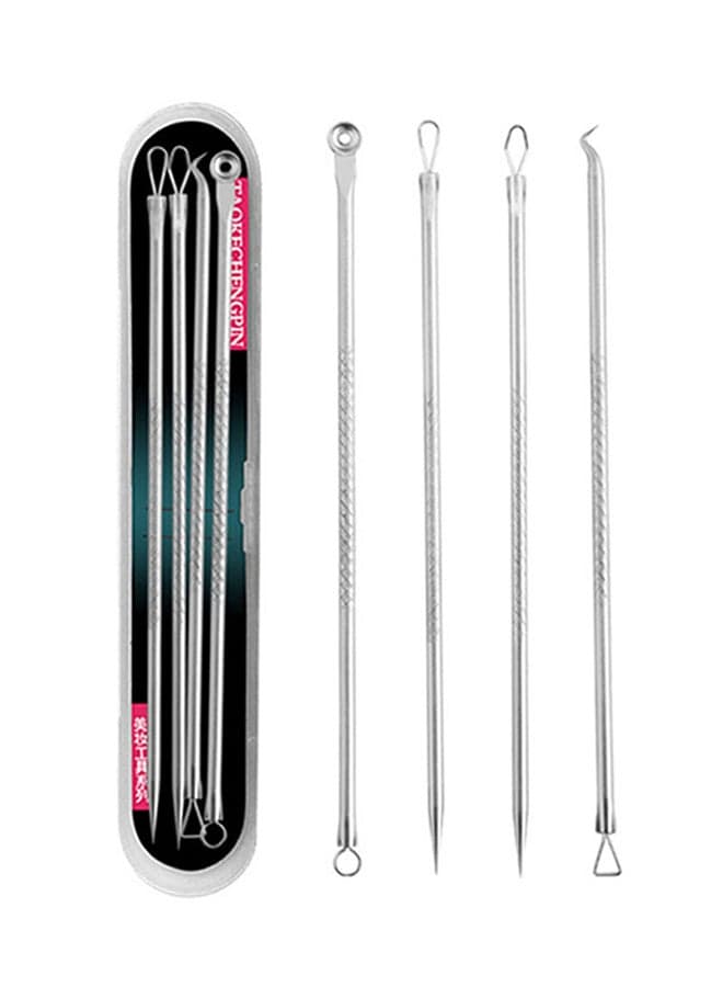 4-Piece Acne Needle Set Silver Makeup Tool Cleaners