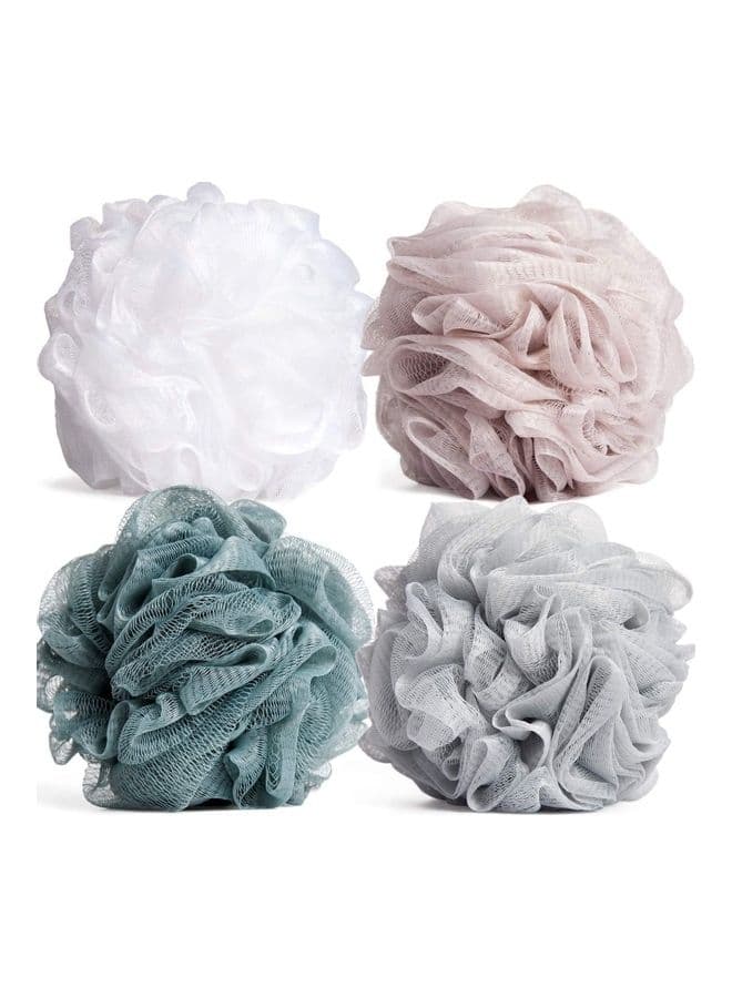 4-Piece Mesh Bath Sponge Loofah Multicolor 13cm Body Scrubs & Polishes