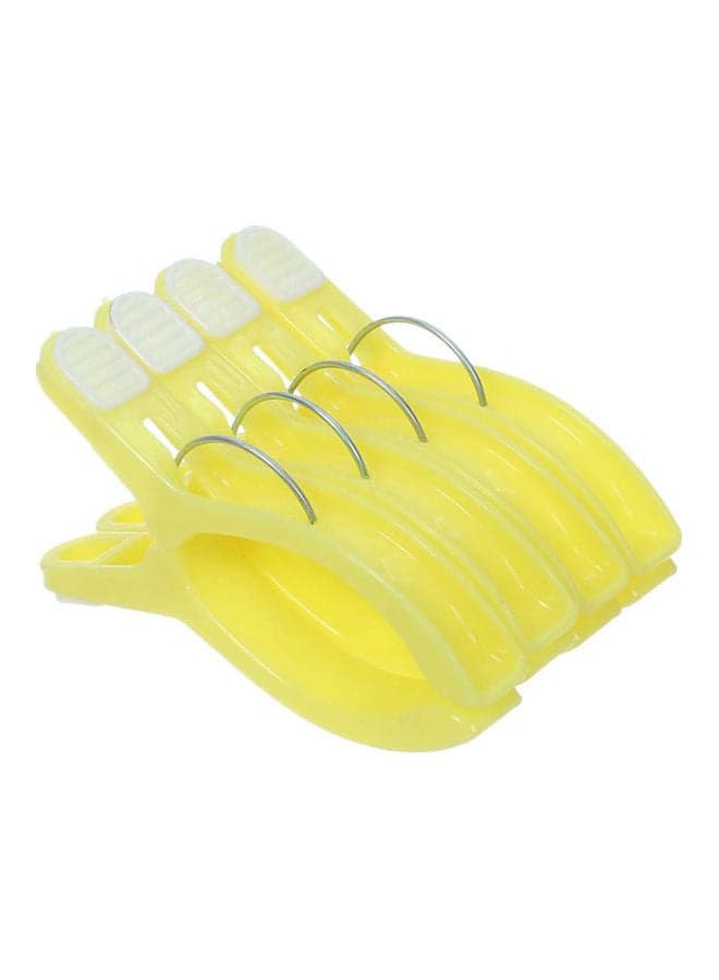 Plastic Blanket Laundry Pegs Set, 4 Pieces Yellow